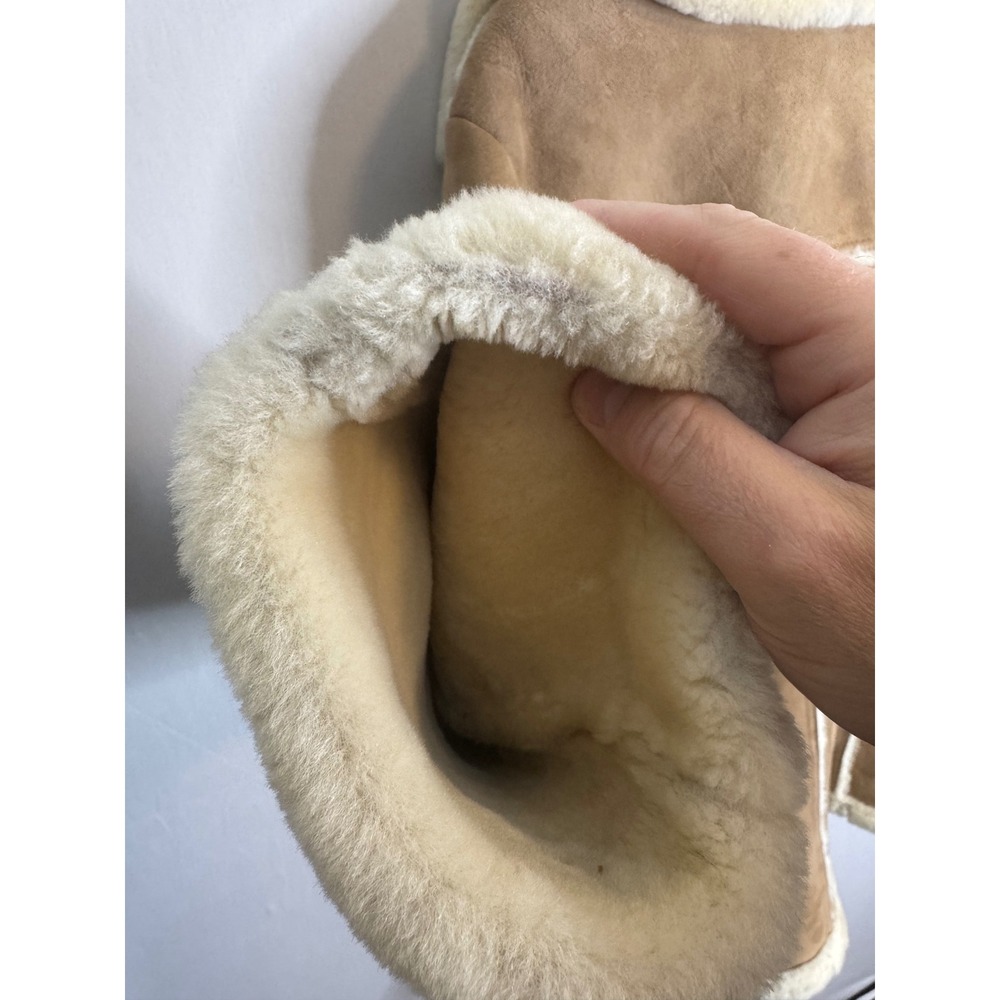 Vintage Tan Shearling Sheepskin Leather Suede Coat Women XL/2XL Men L - Picture 8 of 16